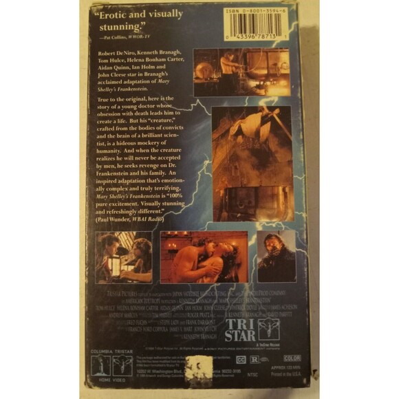 Mary Shelley's Frankenstein VHS Columbia TriStar Home Video Robert De Niro - Picture 2 of 6